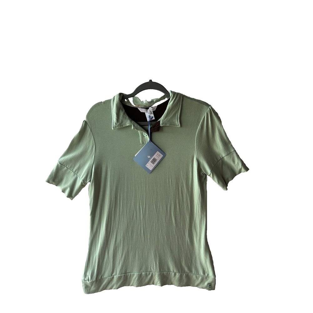 Lija women's Seafoam Fitted Viscose Blend‎ Short Sleeve Polo Large Shirt